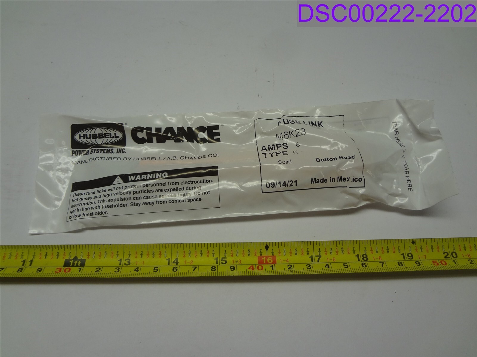 Qty = 1 pack of 10: Hubbell Chance Type K 6Amps Fuse Links P/N M6K23