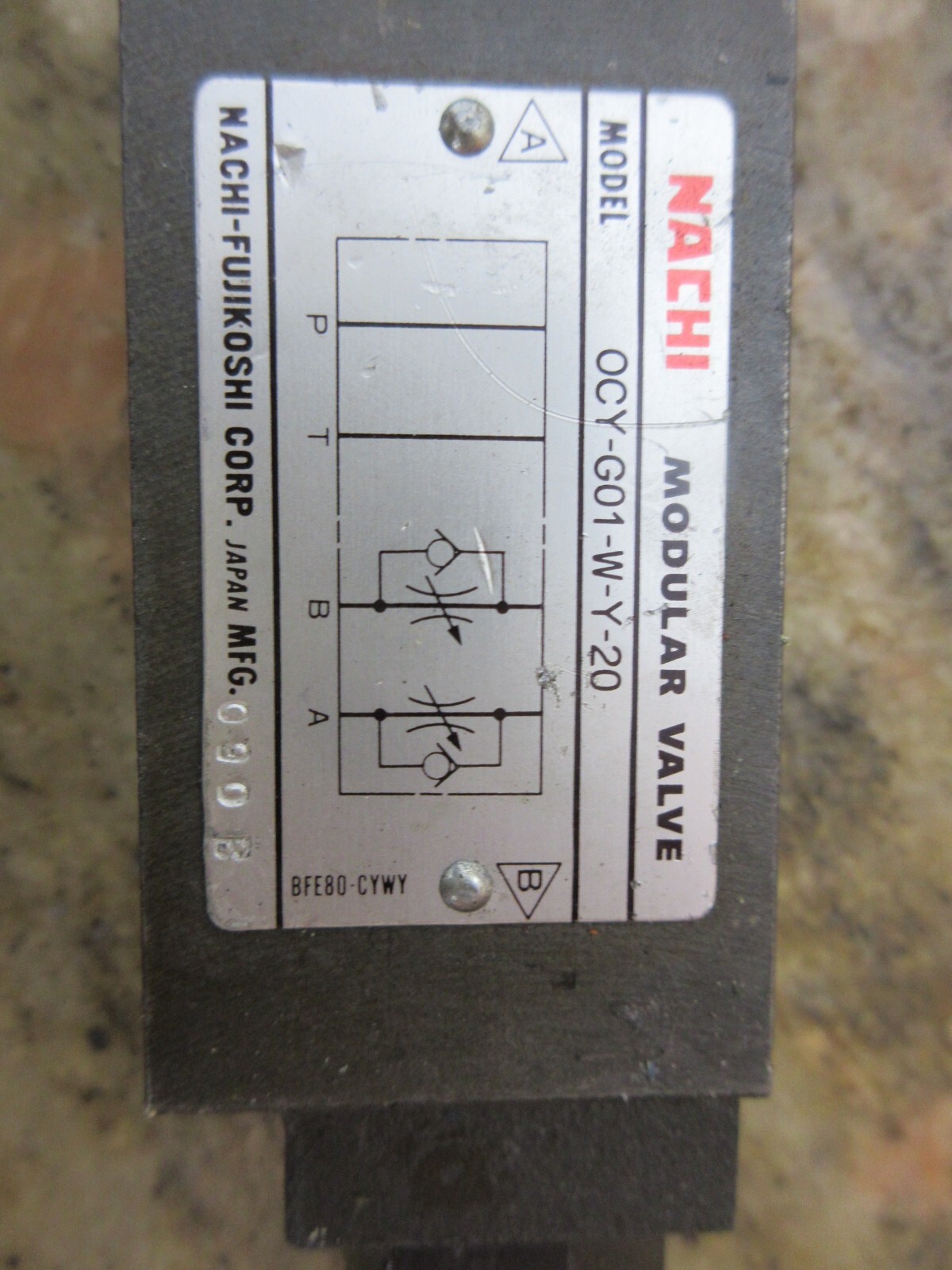 AGIE MONDO 20 NACHI VALVE OCY-G01-W-Y-20
