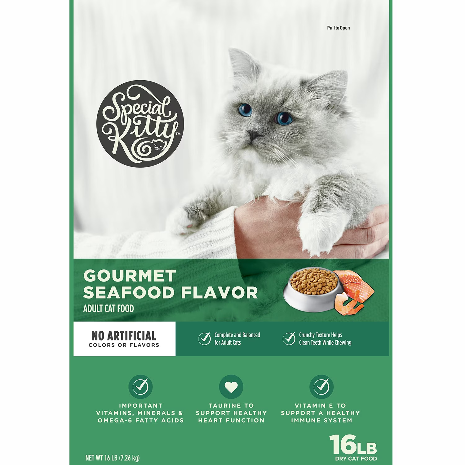 4 Pack Special Kitty Gourmet Formula Seafood Blend Flavor Dry Cat Food 16 lb Bag