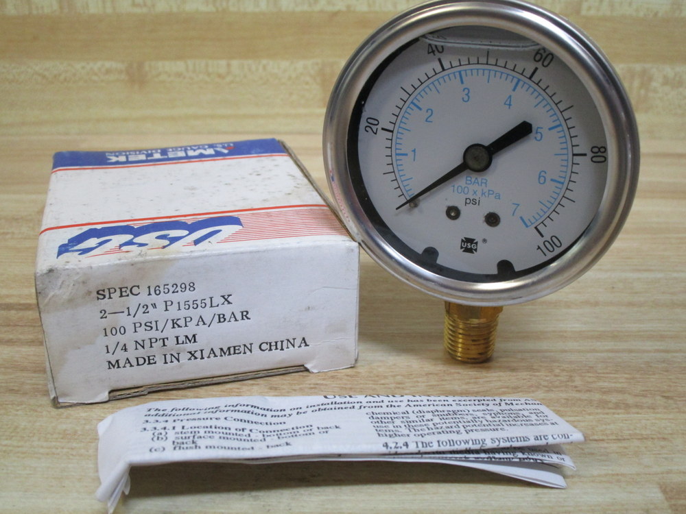 Ametek USG 165298 Gauge 0-100 PSI/KPA/BAR