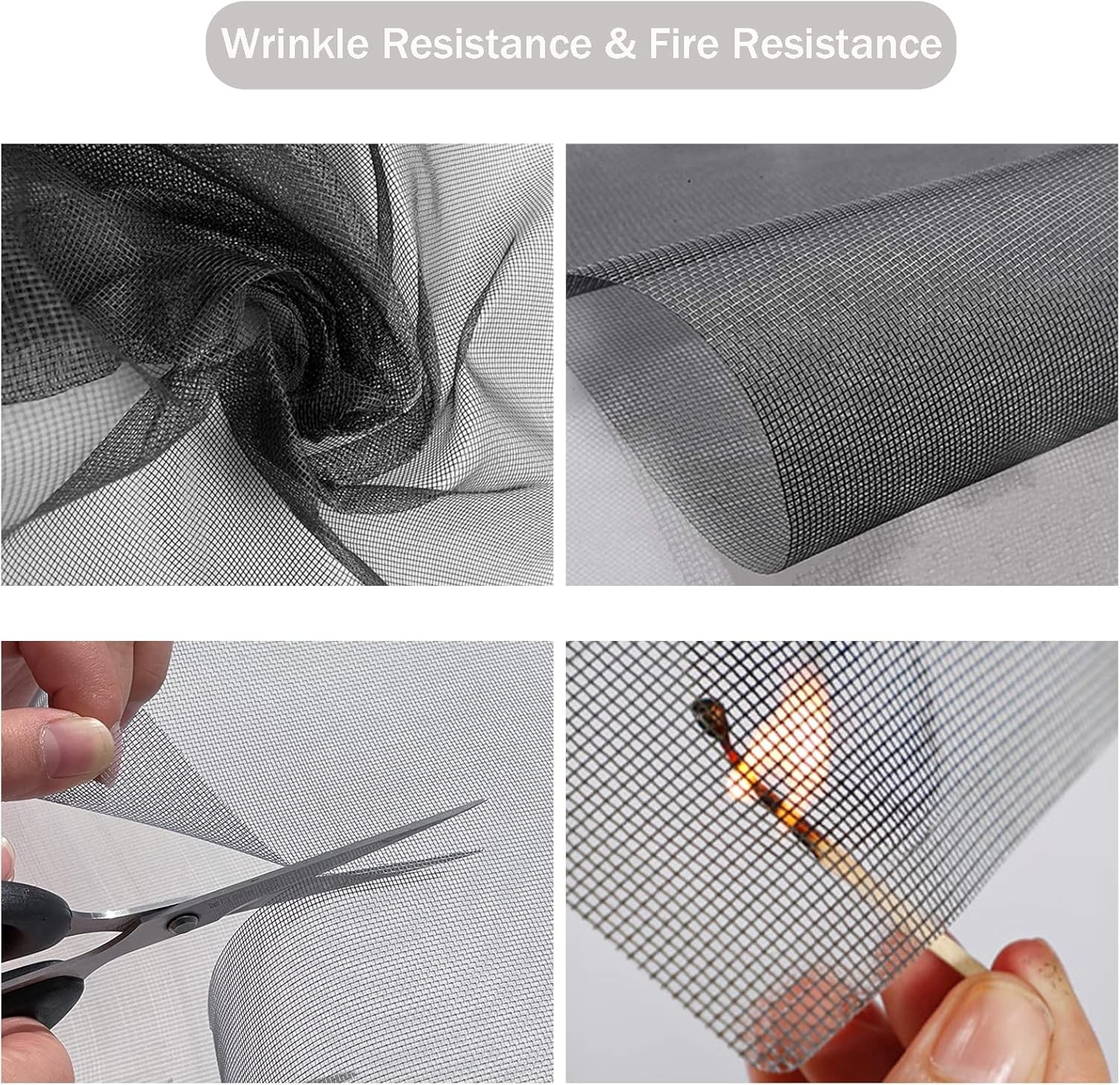 Window Screen Replacement Kit 48” x 99” Fiberglass Screen Mesh W/ Rolling Tool