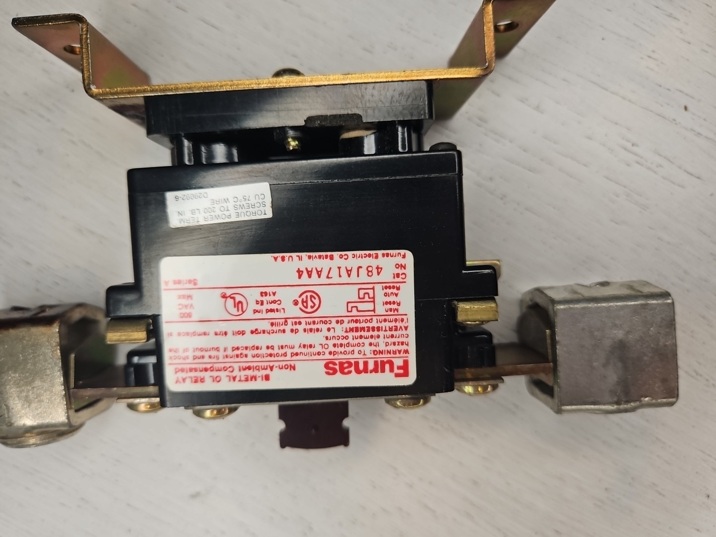 USED FURNAS ELECTRIC 48JA17AA4 BI-METAL OVERLOAD RELAY 600VAC SERIES A