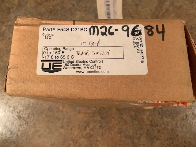 UE UNITED ELECTRIC F54S-D21BC Temperature Switch 0-150F