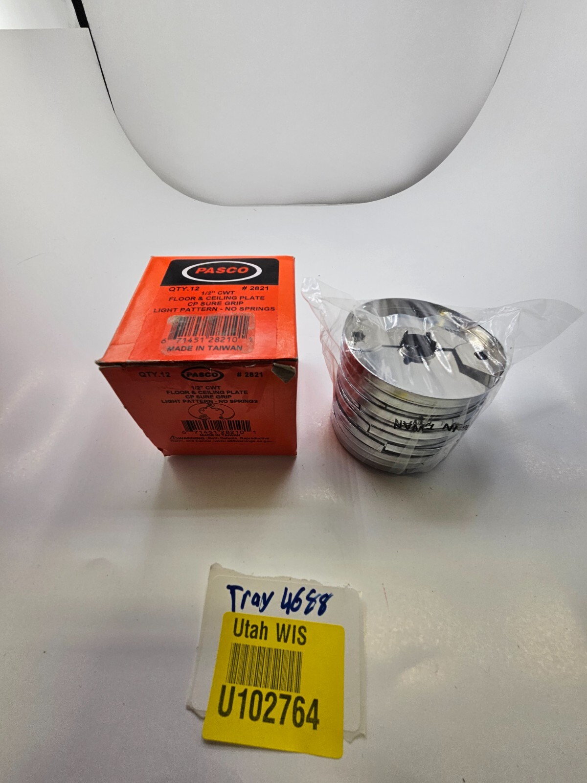 (QTY 12) Pasco 1/2″ CWT Econo Floor Ceiling Plate #2821 CP Sure Grip Light