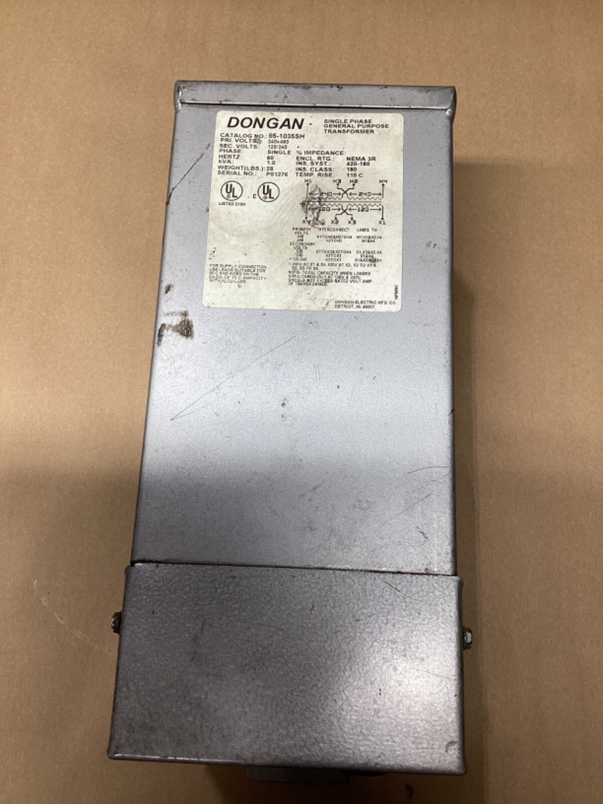 Dongan 85-1035SH P05235 Single Phase General Purpose Transformer #120B85PR3