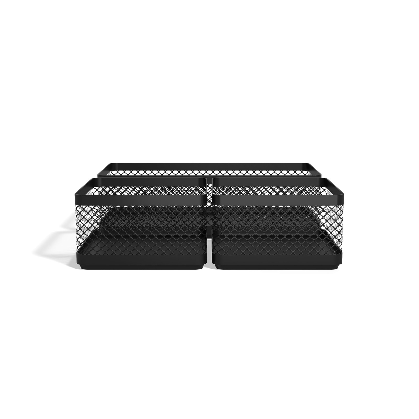 TRU RED Stackable Wire Mesh Desk Organizer, 3‑Compartment – No Size, black