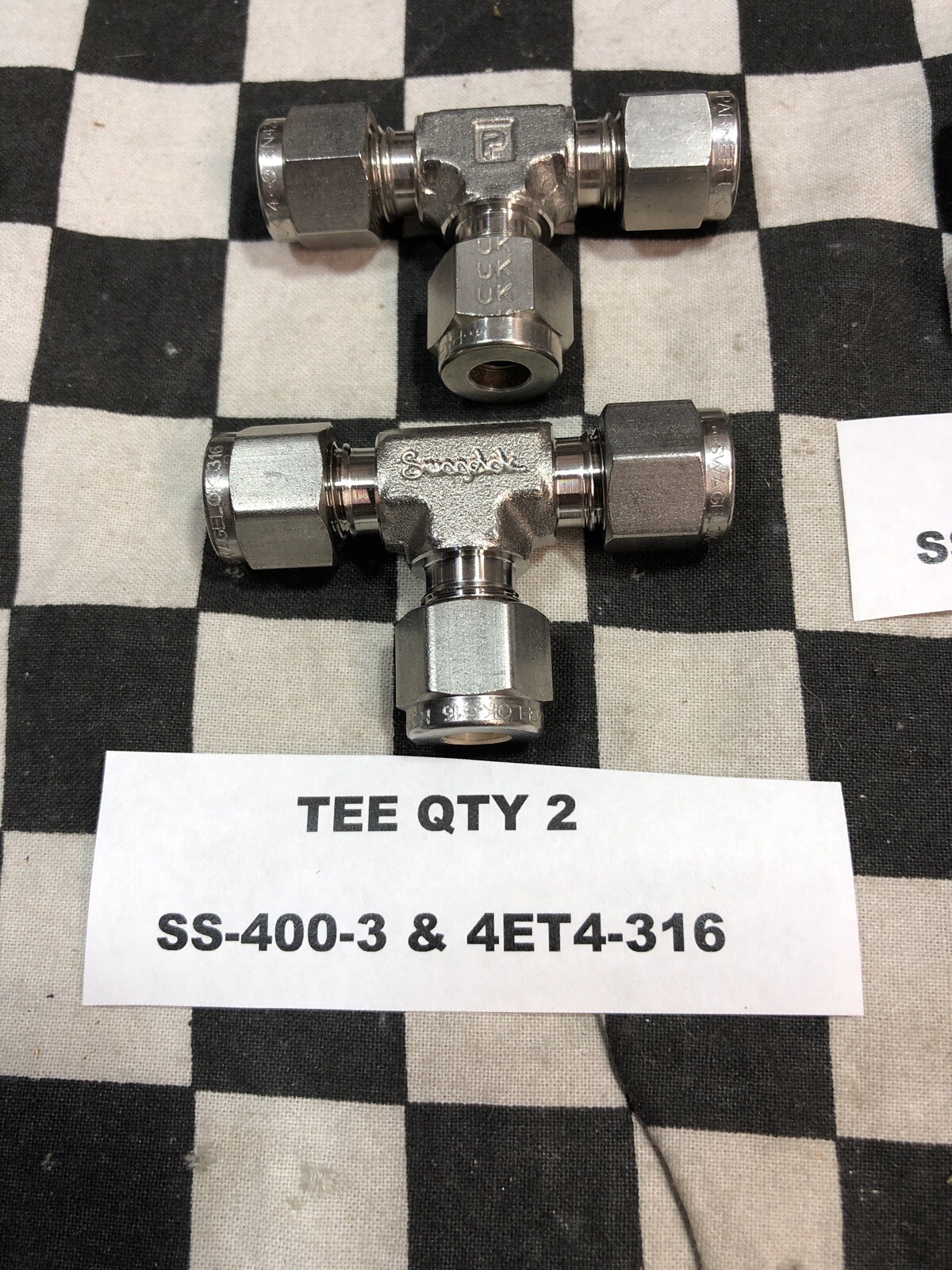 PARKER/SWAGELOK TEE ELBOW 1/4” SS-400-3, 4ET4-316, SS-400-8-4 , LOT OF 7#1649V4