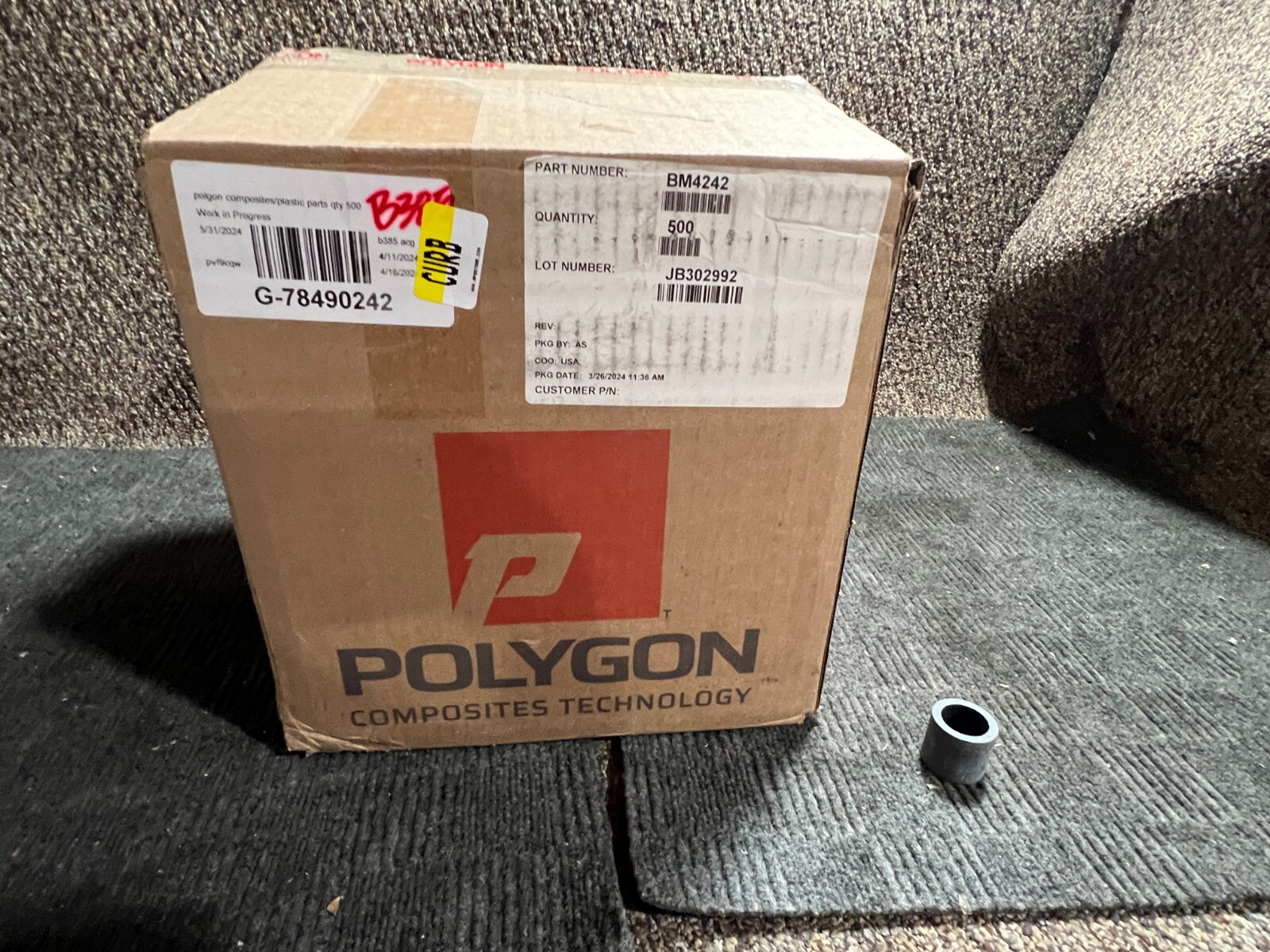 (Box of 500) Polygon Composites Technology BM4242 Mild Steel Forged Bush Felt
