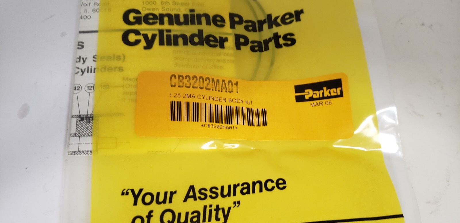 PARKER CB3202MA01 3.25 2MA CYLINDER BODY KIT, NIB
