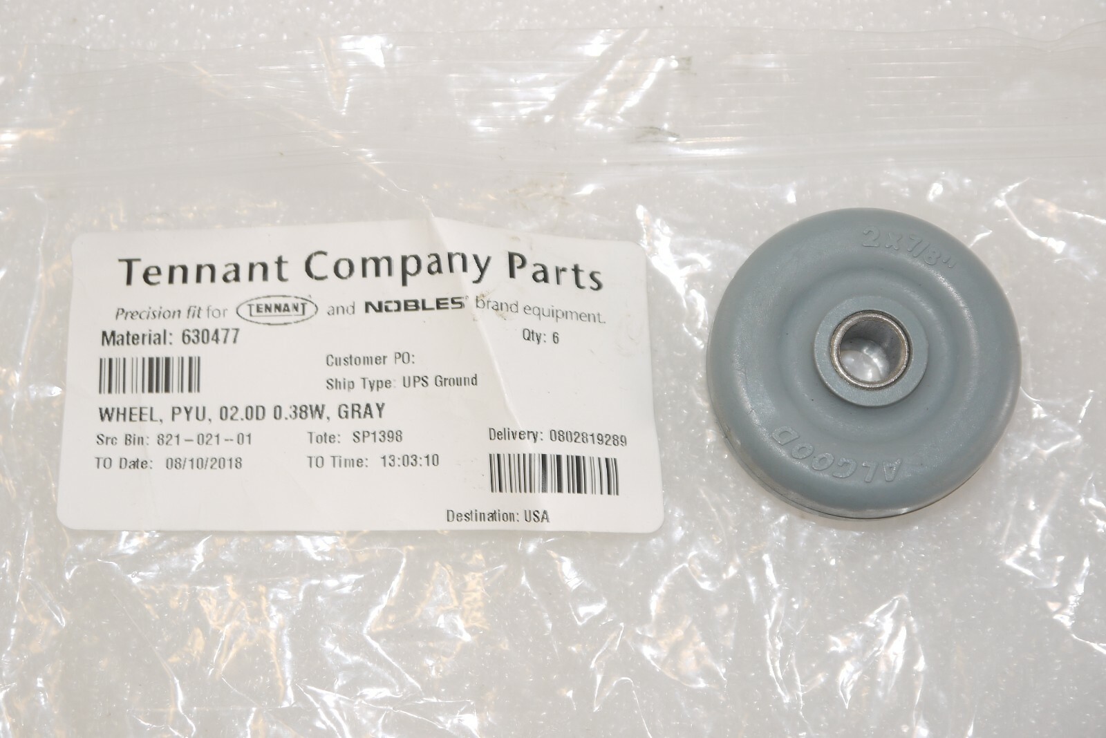 TENNANT NOBLES 630477 POLYURETHANE MOLDED WHEEL SQUEEGEE SCRUBBER 5500 5520 NEW