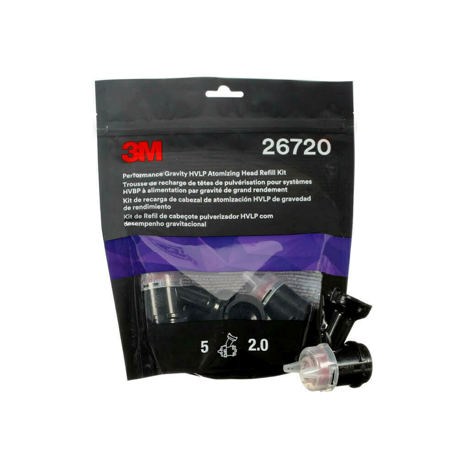 3M Performance Gravity HVLP Atomizing Head Refill Kit 26720 Size 2.0 Red for use
