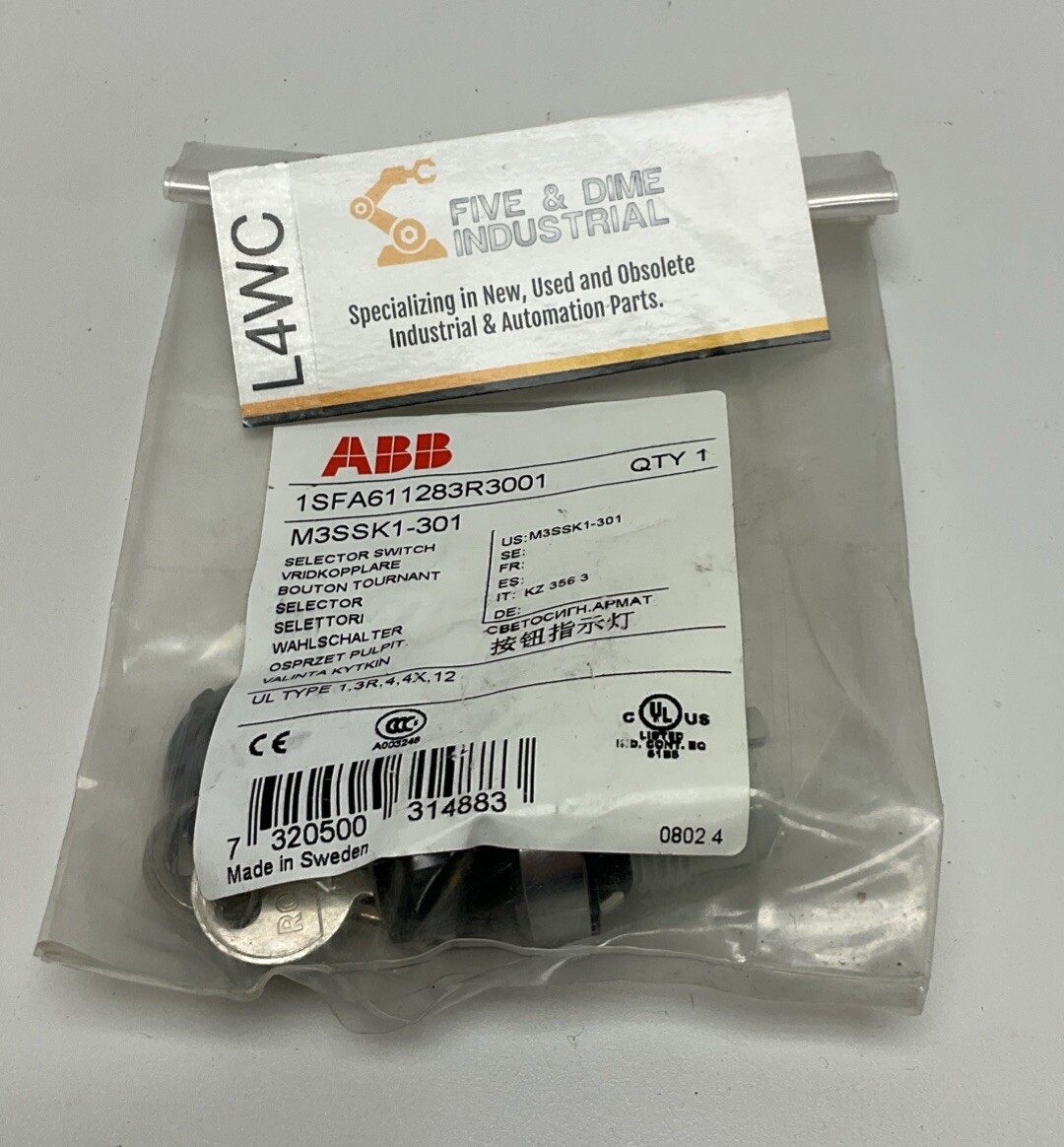 ABB M3SSK1-301 3 Position Key Selector Switch Maintained