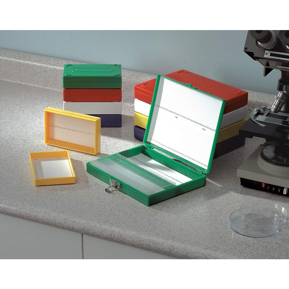 HEATHROW SCIENTIFIC HEA15994R MICROSCOPE SLIDE BOX 100 SLOTTED WH HE 9X325