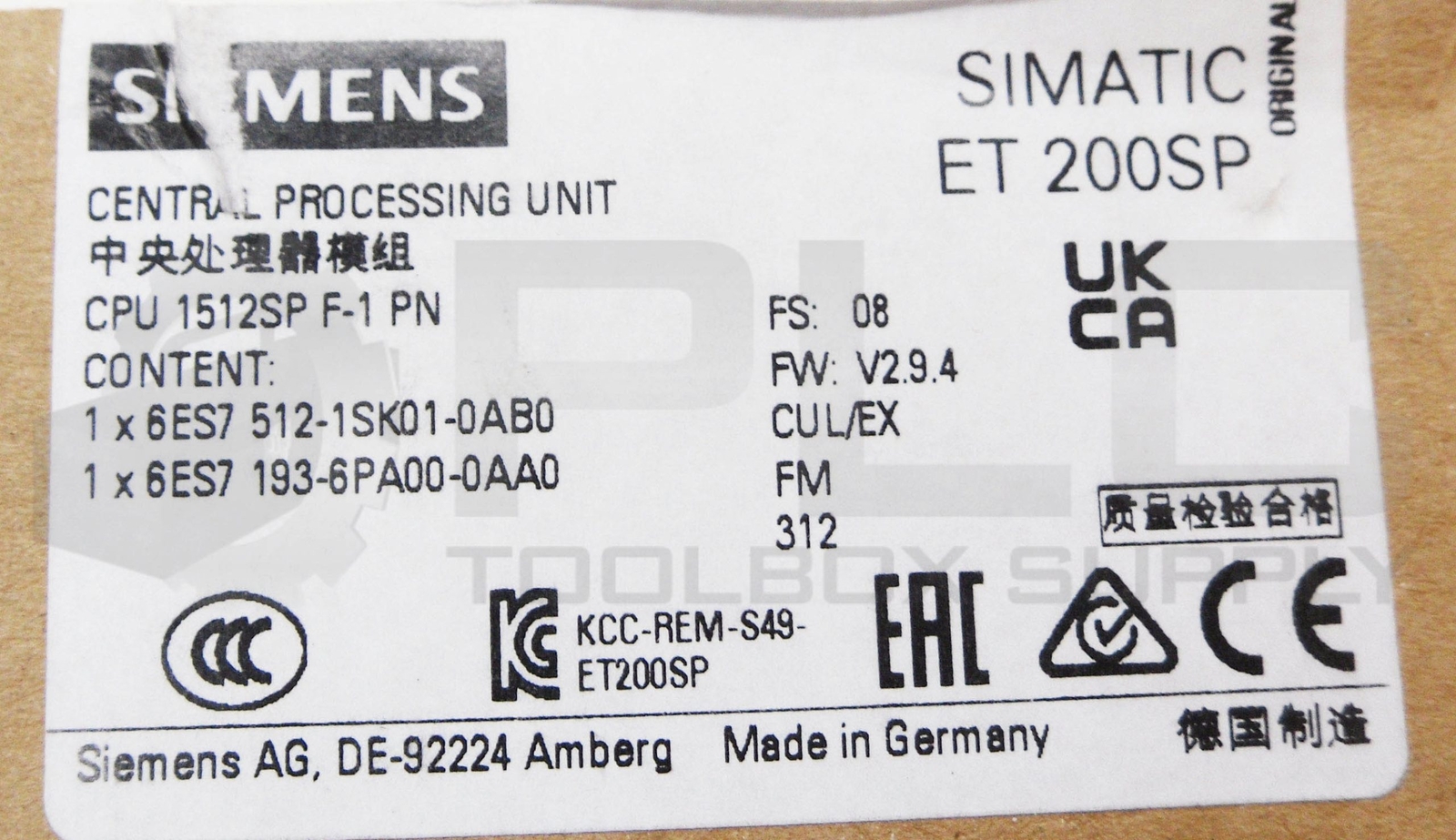 NEW SIEMENS 6ES7 512-1SK01-0AB0 CENTRAL PROCESSING UNIT *READ*