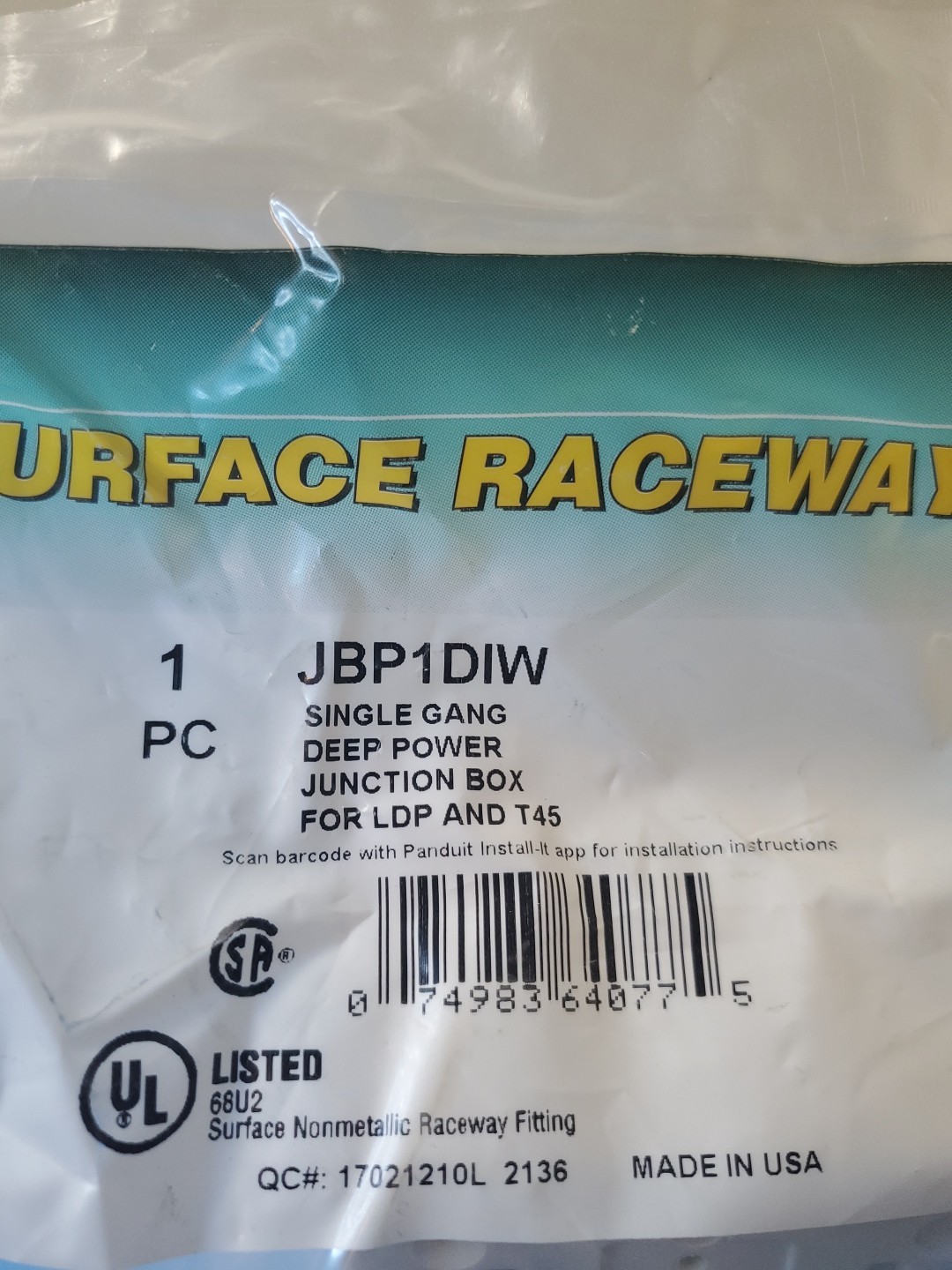 PANDUIT JBP1DIW Deep Junction Box,PVC,Boxes 5ZWZ6