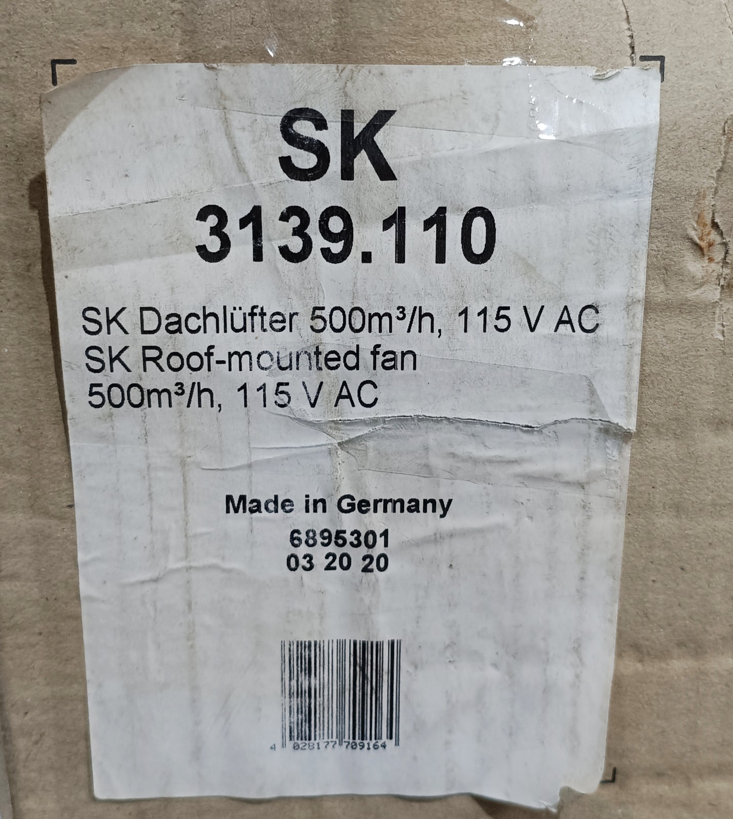 Rittal SK 3139.110 TopTherm Roof Mounted Fan 115V AC 500m3/h NEMA 12