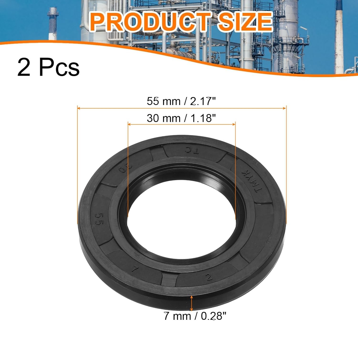 uxcell Oil Seal, TC 30mm x 55mm x 7mm Nitrile Rubber Cover x x