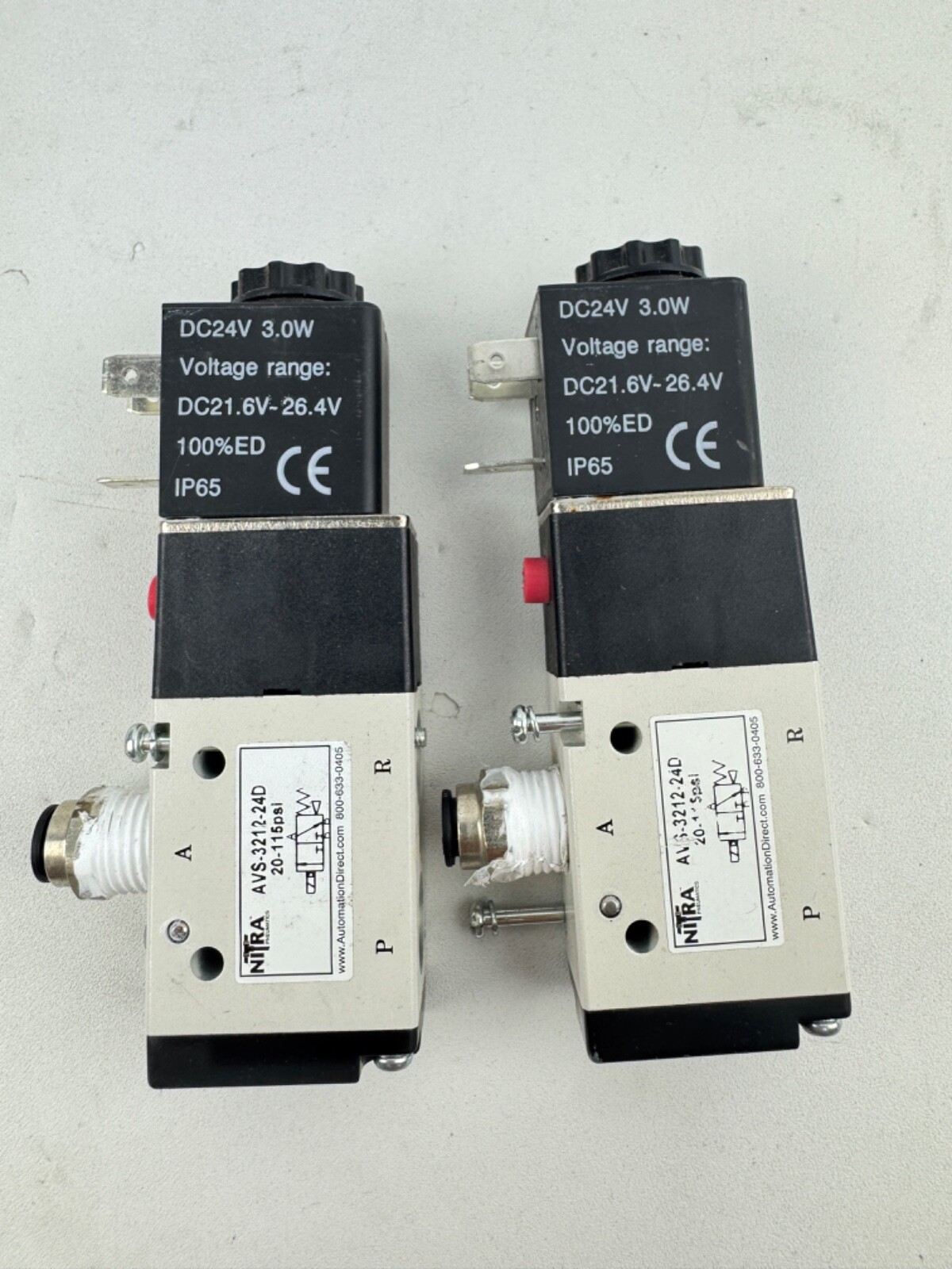 x(2) NITRA AVS-3212-24D SINGLE SOLENOID VALVE 24V, 1/4″ NPT, 3-PORT, 2-POSITION