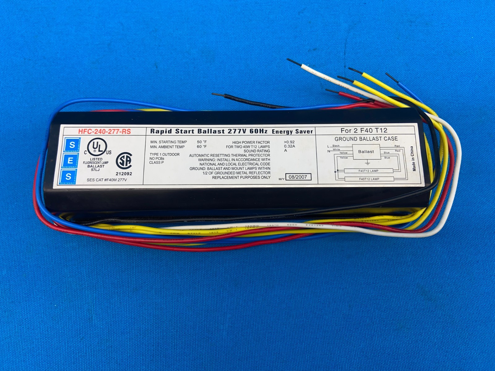 SES Rapid Start Ballast HFC-240-277-RS Energy Saver Lamp Type F40 T12