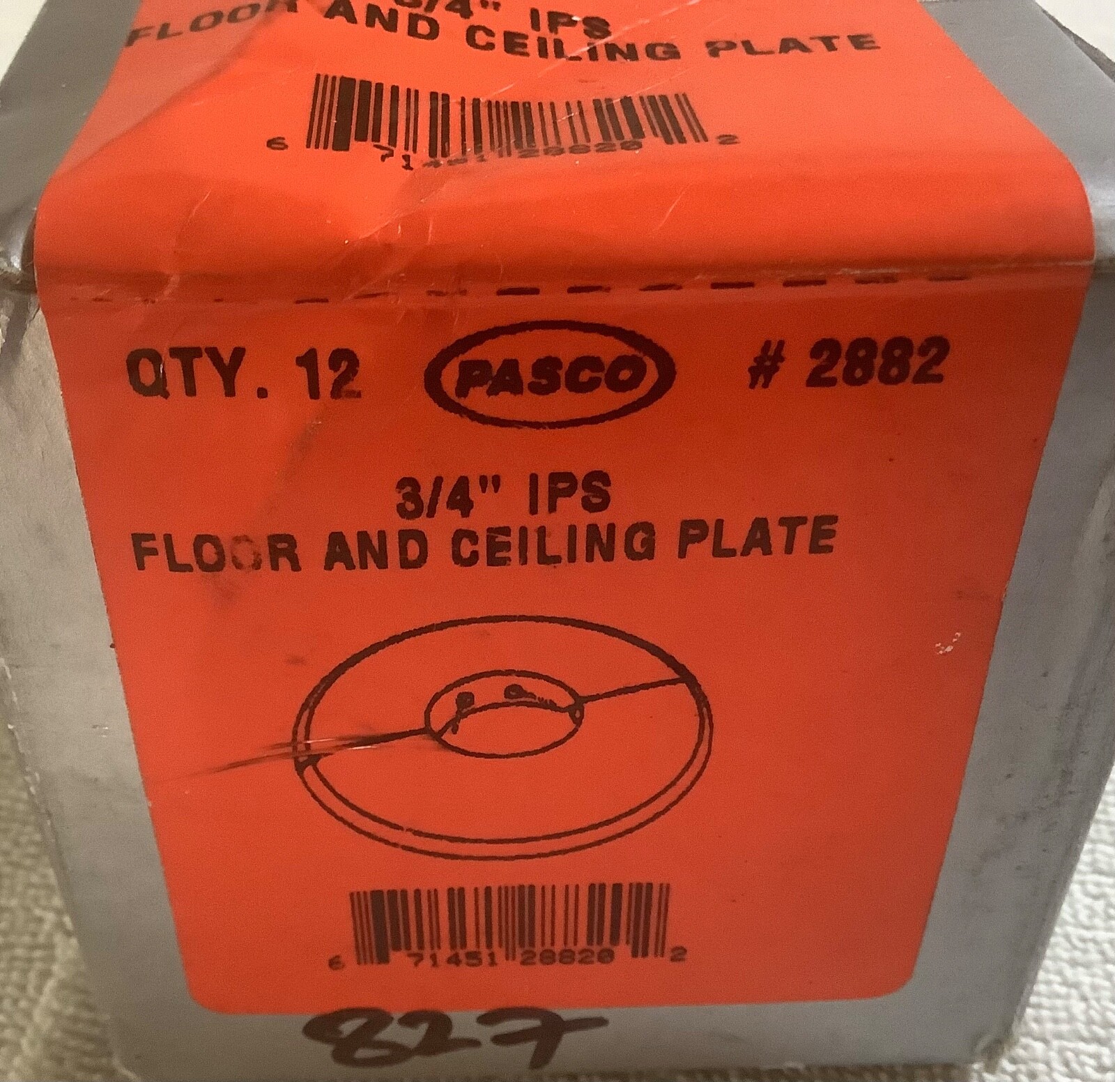 Pasco 3/4” floor and Ceiling Plate 2882 Heavy Pattern With Springs Hinged Chrome