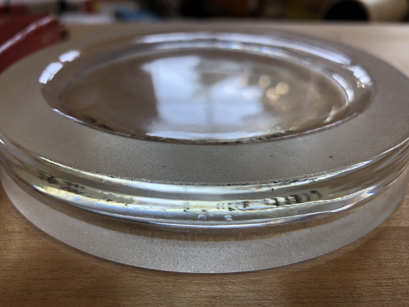 PYREX CORNING SIGHT GLASS ANNULAR EDGE 3/4” X 5” ROUND 400 DEG 100 PSI UNUSED