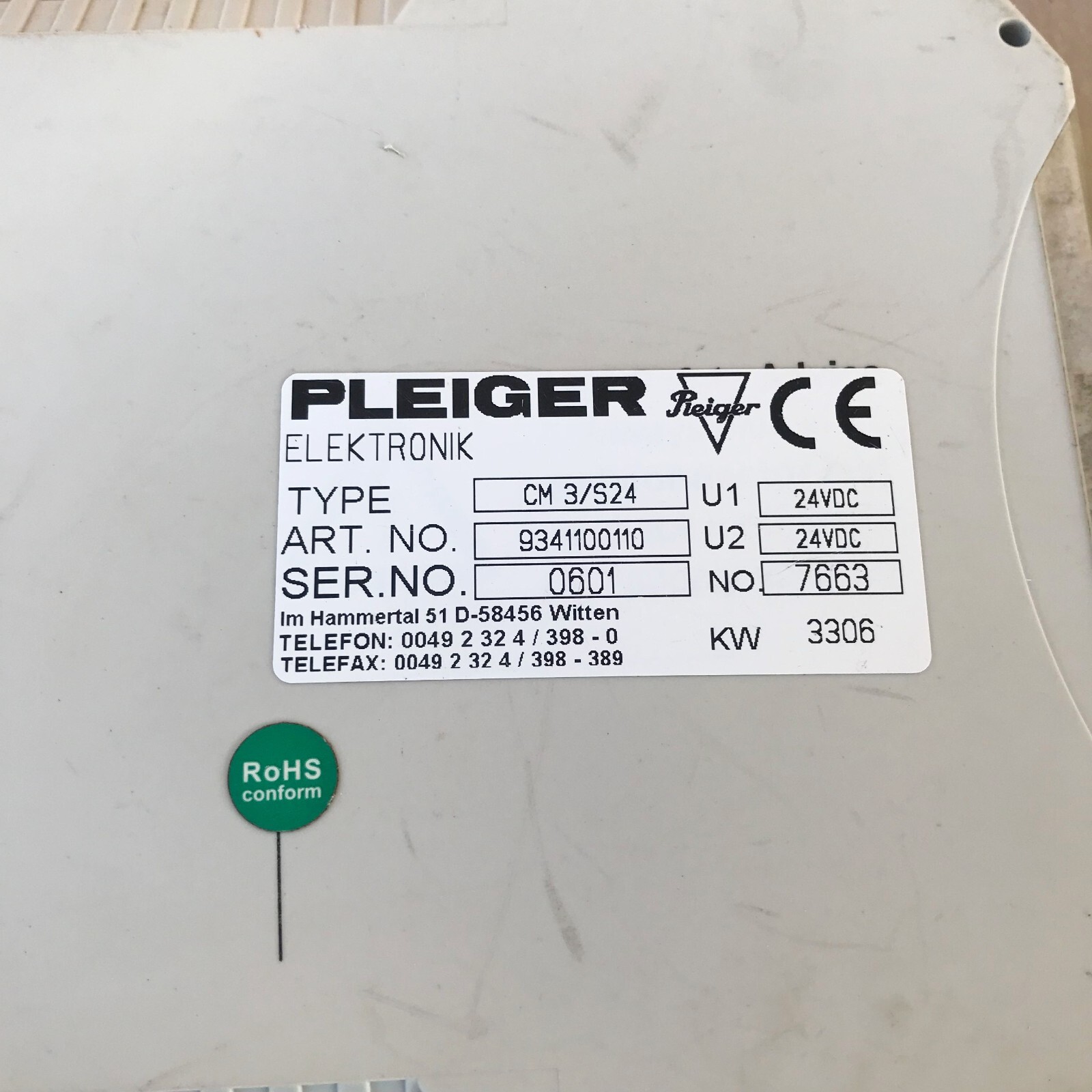 Pleiger CM3/S24 Control Module 9341100110