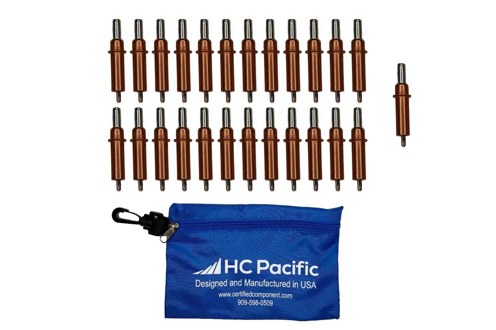 25 each C1/8 Cleco Fasteners & Pouch (Drill Size #30, Grip 0-1/4″) Made in USA