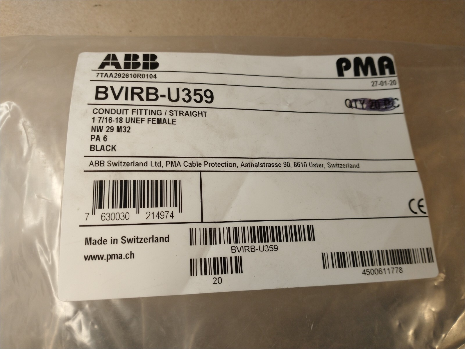 ABB PMA BVIRB-U359 Straight Conduit Fitting 1-7/16″ – 18
