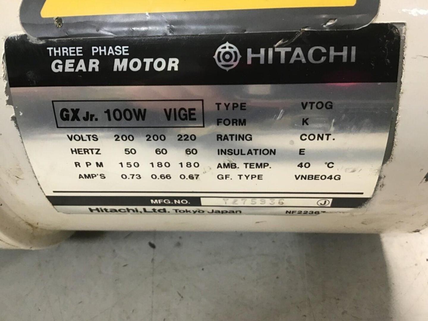 HITACHI Gear Motor VTOG GXJR 100W VIGE Used #138237