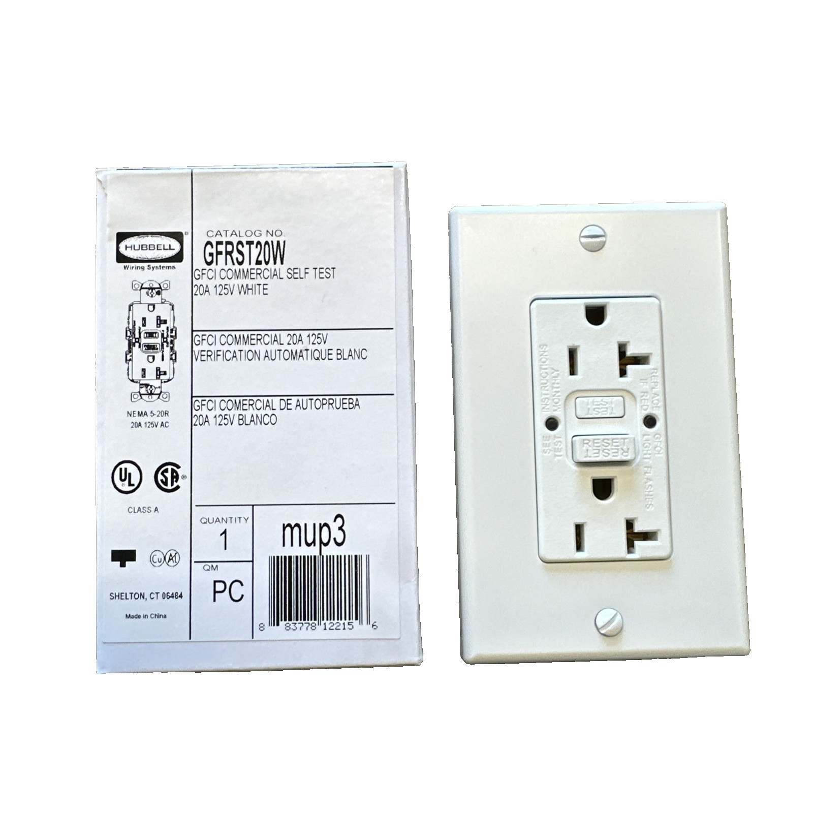 🔴Hubbell GFRST20W GFCI Duplex Receptacle Outlet White, 125v, 20A, 2P, 3W‼️5-20R