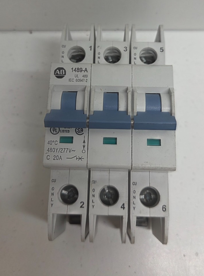 GUARANTEED! ALLEN-BRADLEY 20A 480Y/277V 3-POLE CIRCUIT BREAKER 1489-A3C200
