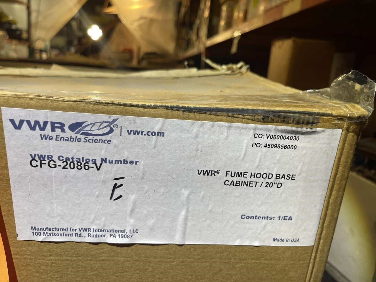 VWR Kewaunee CFG-2086-V Fume Hood Base Cabinet 36x20x35 Light Neutral