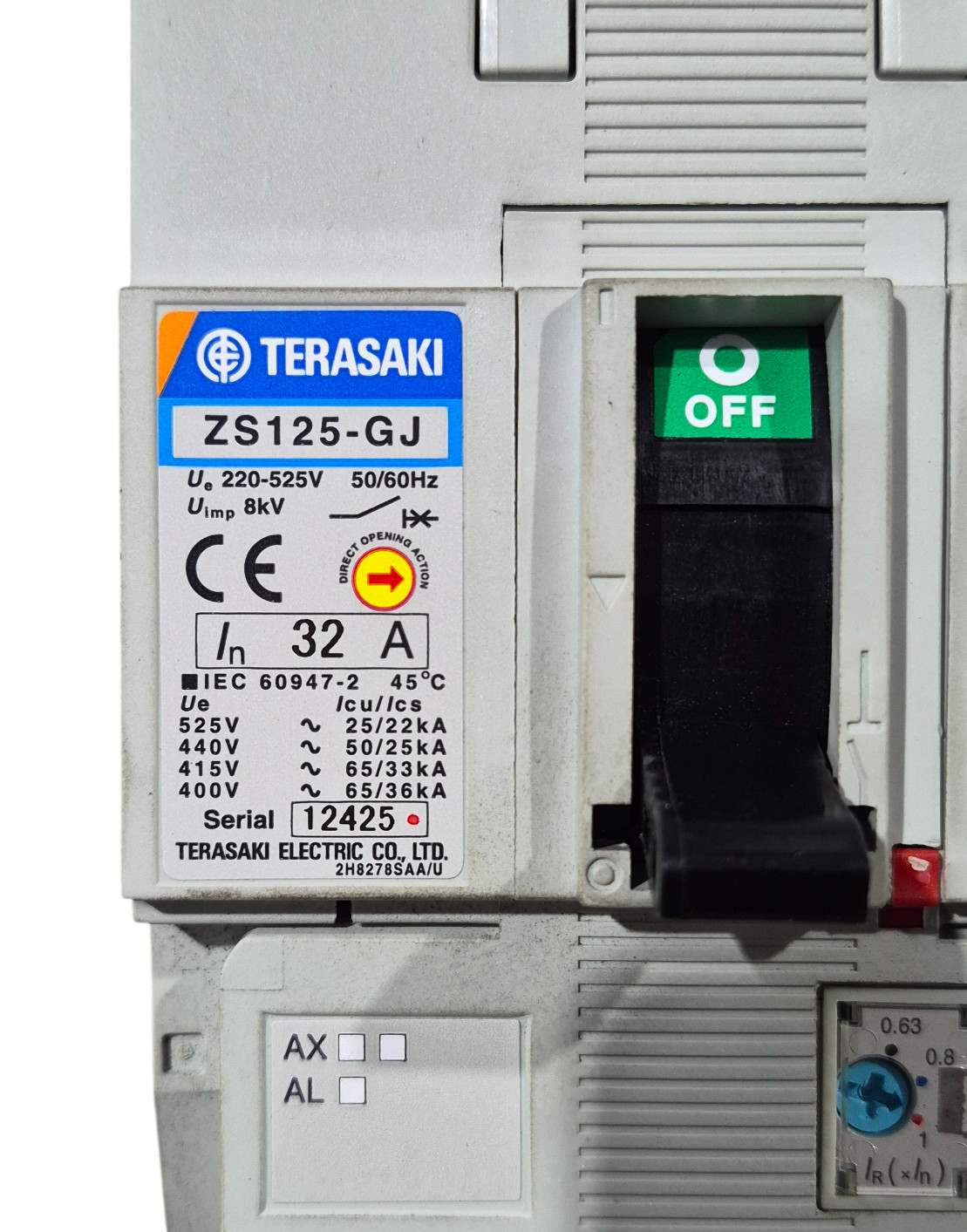 TERASAKI TemBreak ZS125-GJ 32A 4 Pole Circuit Breaker 8kA Rated 220-525V