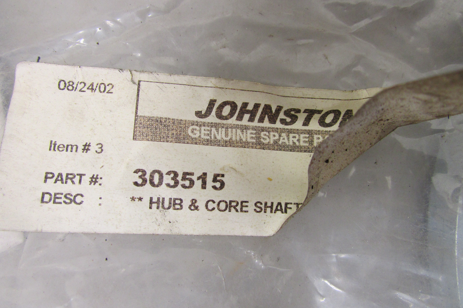 Johnston Sweeper 303515 Hub & Core Shaft Assembly