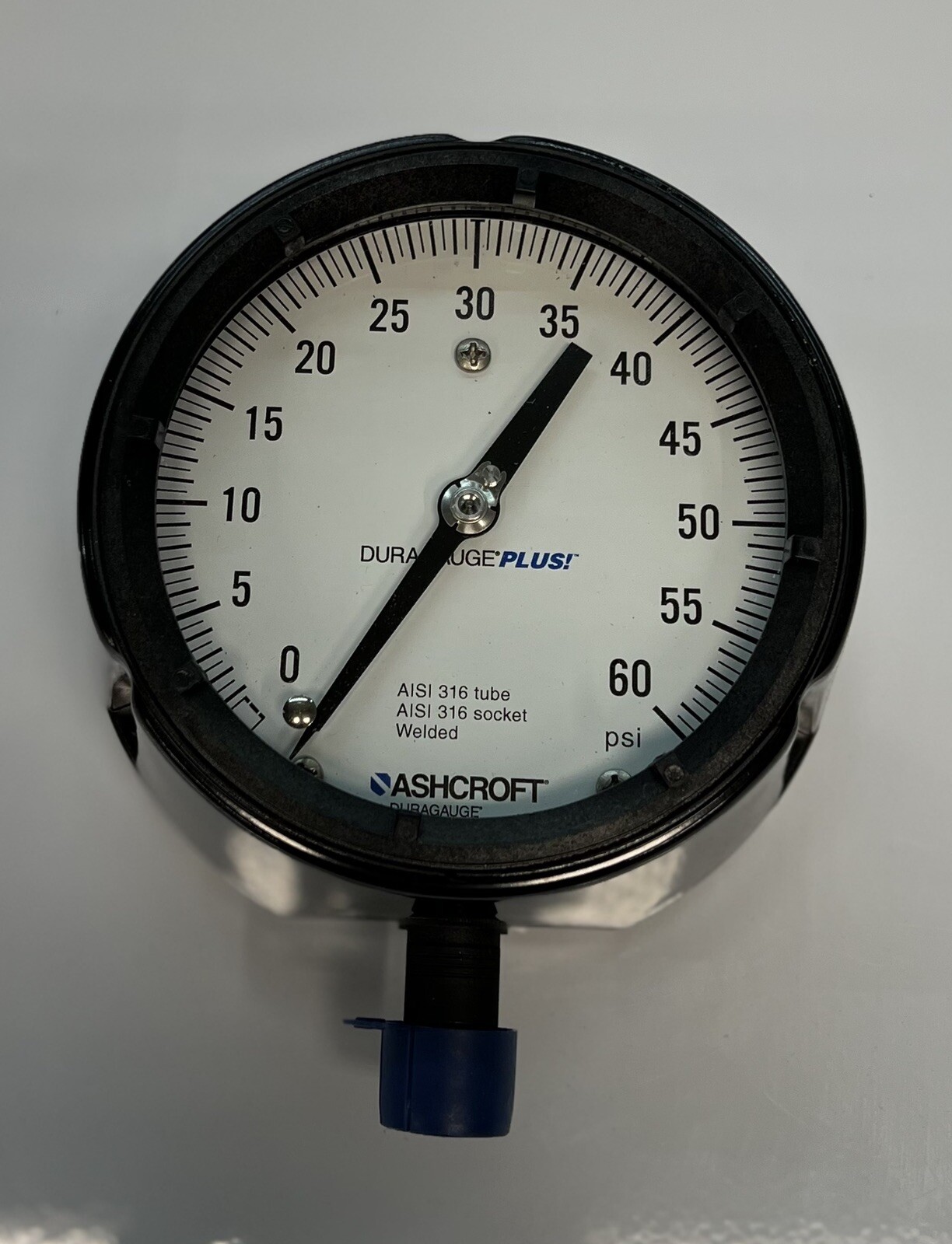 Ashcroft 45-1279-SS-04L-XE6SG-60# Duragauge Pressure Gauge 4.5″ 60 PSI – NEW