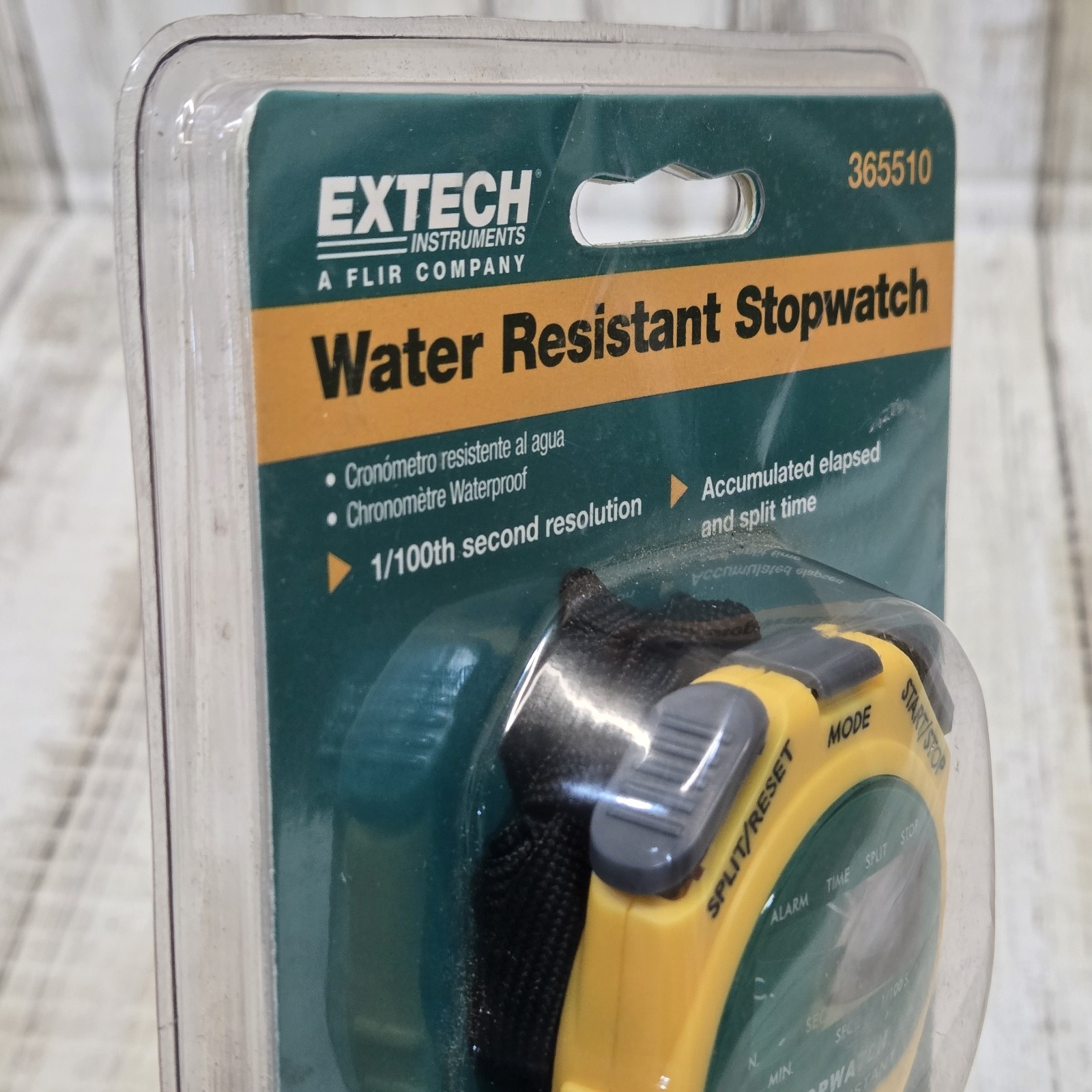 Extech 365510 Digital Stopwatch, Water Resistant Yellow/Green