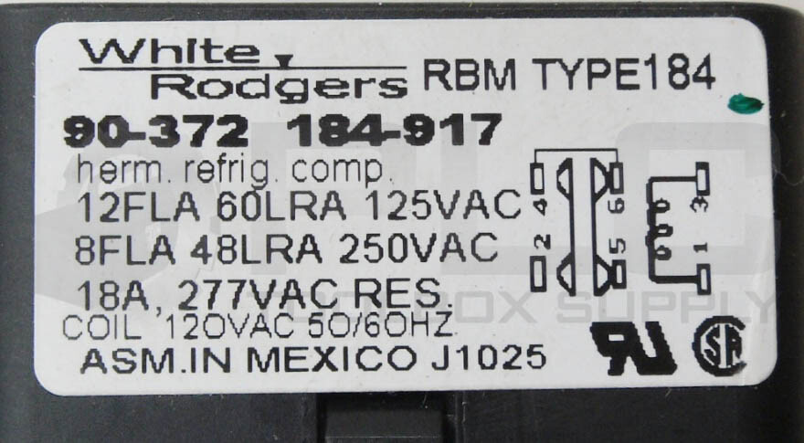 NEW WHITE RODGERS 90-372 GENERAL PURPOSE RELAY 184-917 TYPE 184