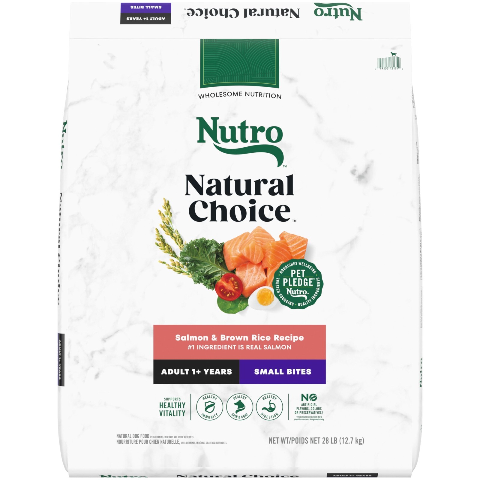 Nutro Natural Choice Small Bites Adult Dry Dog Food, Salmon and Brown Rice, 28lb