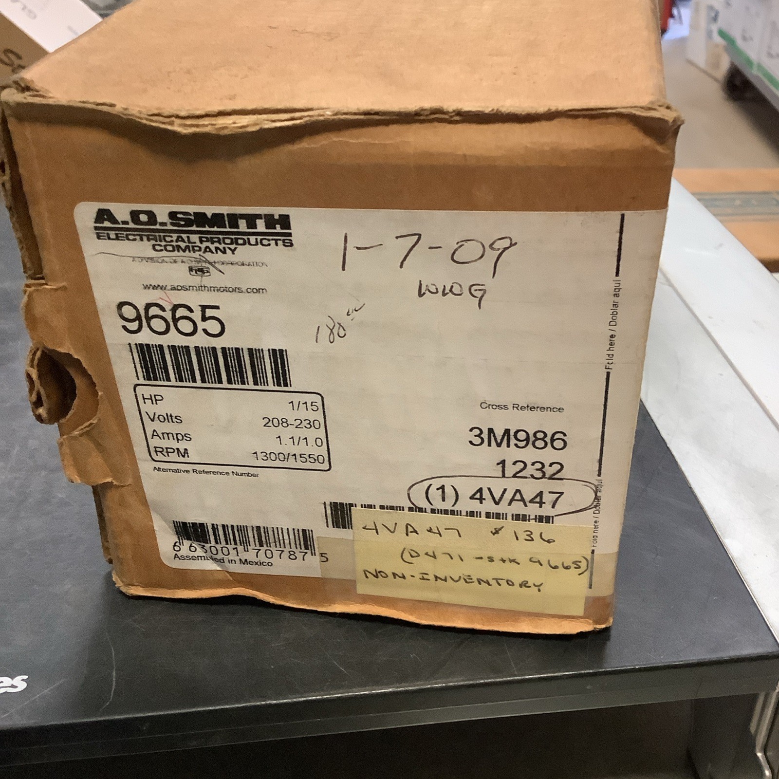 A.O. SMITH (9665) – JA2R356N+ Motor, 208-230V, 50/60Hz, 1.1/1.0A, 1300/1550 RPM,