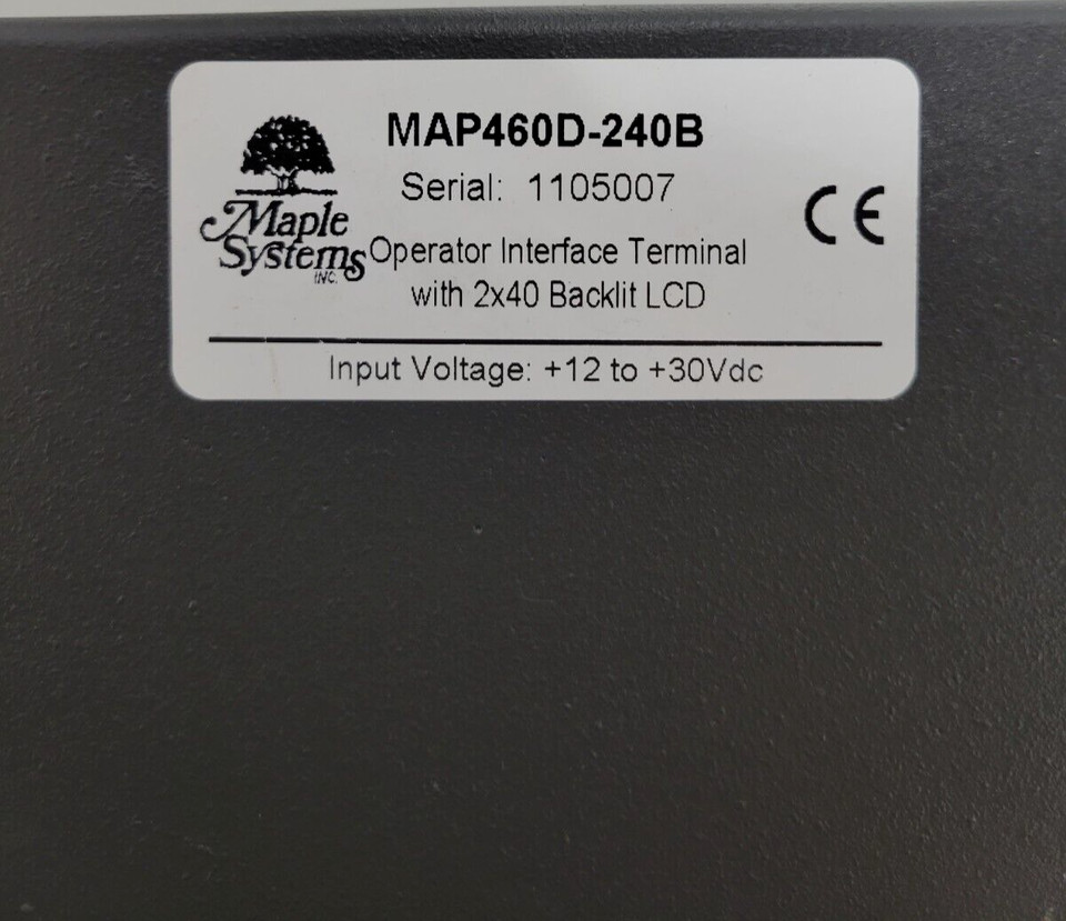 MAPLE SYSTEMS MAP460B-240B OPERATOR INTERFACE TERMINAL 2X40 BACKLIT LCD USED.