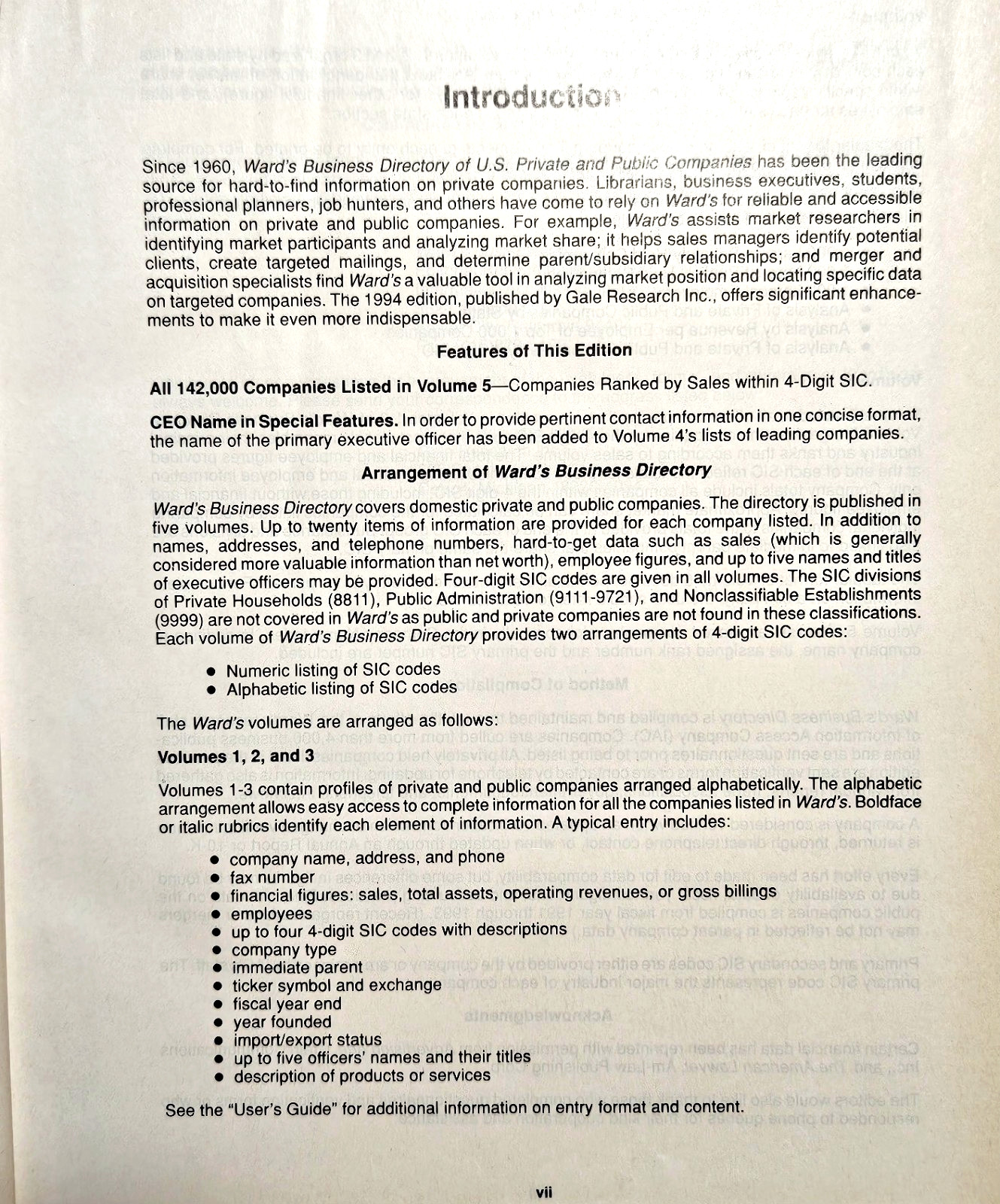 Ward’s Business Directory of U.S. Private & Public Companies, 1994 Vol. 5 SIC-4