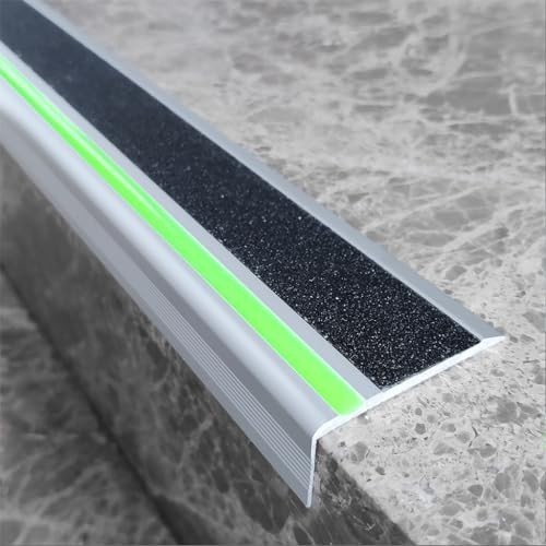ZALNVEY 48-In Aluminum Stair Nosing Anti-Slip W/ Green Glow Strip 2-Pack