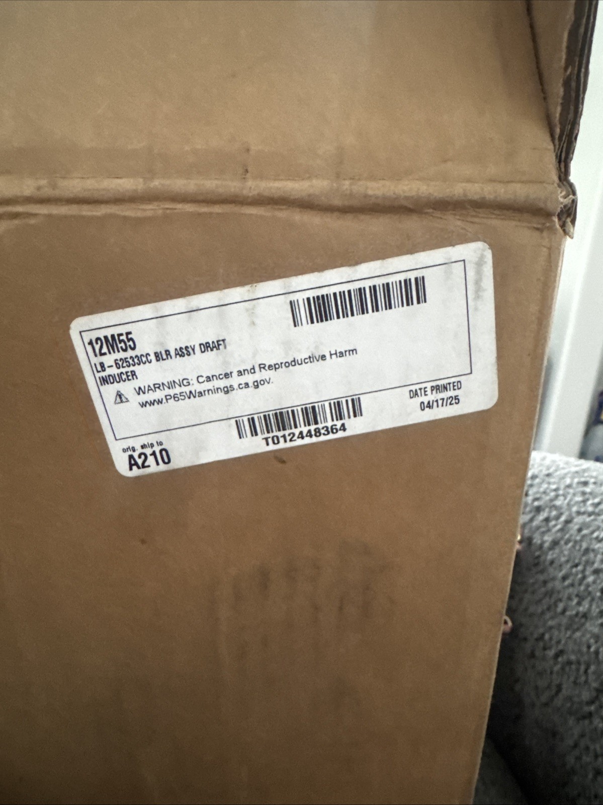 Armstrong Air 12M55 Lb-62533cc Inducer Blower Assembly