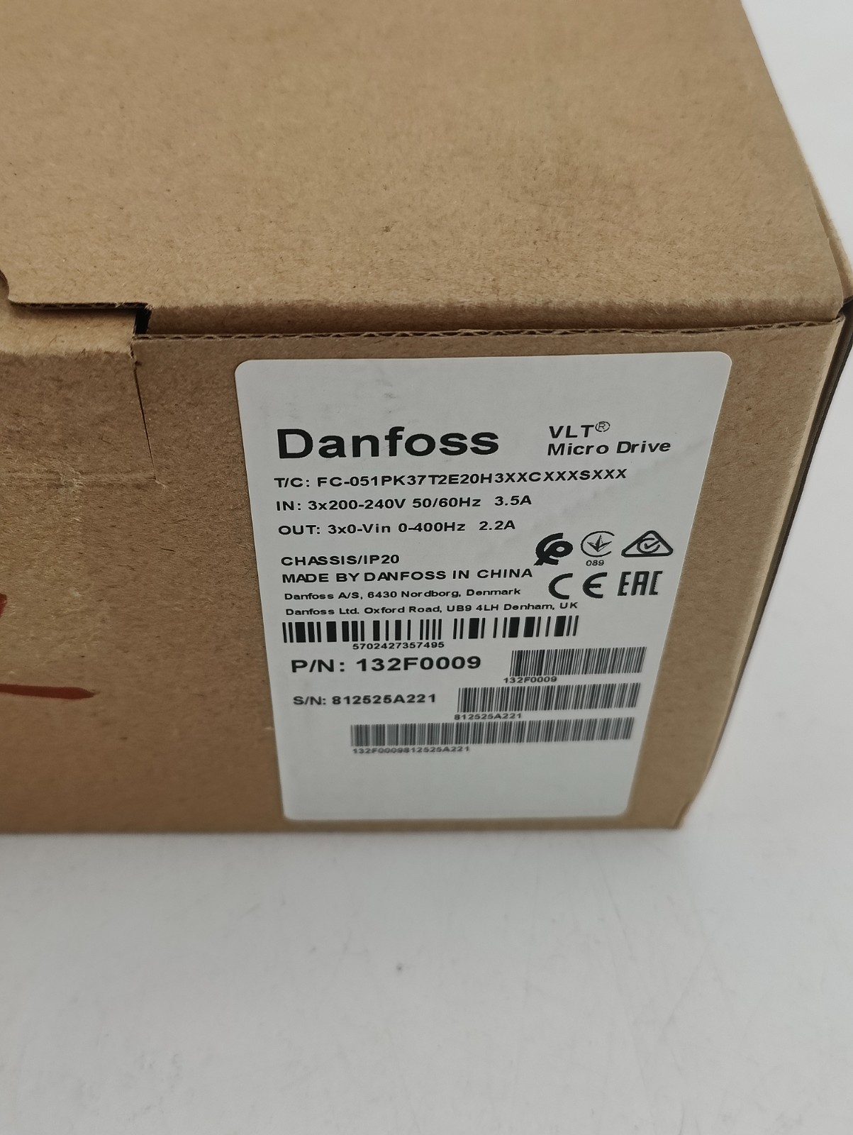 DANFOSS 132F0009, FC-051PK37T2E20H3XXCXXXSXXX VLT MICRO DRIVE SHIPS FROM USA!