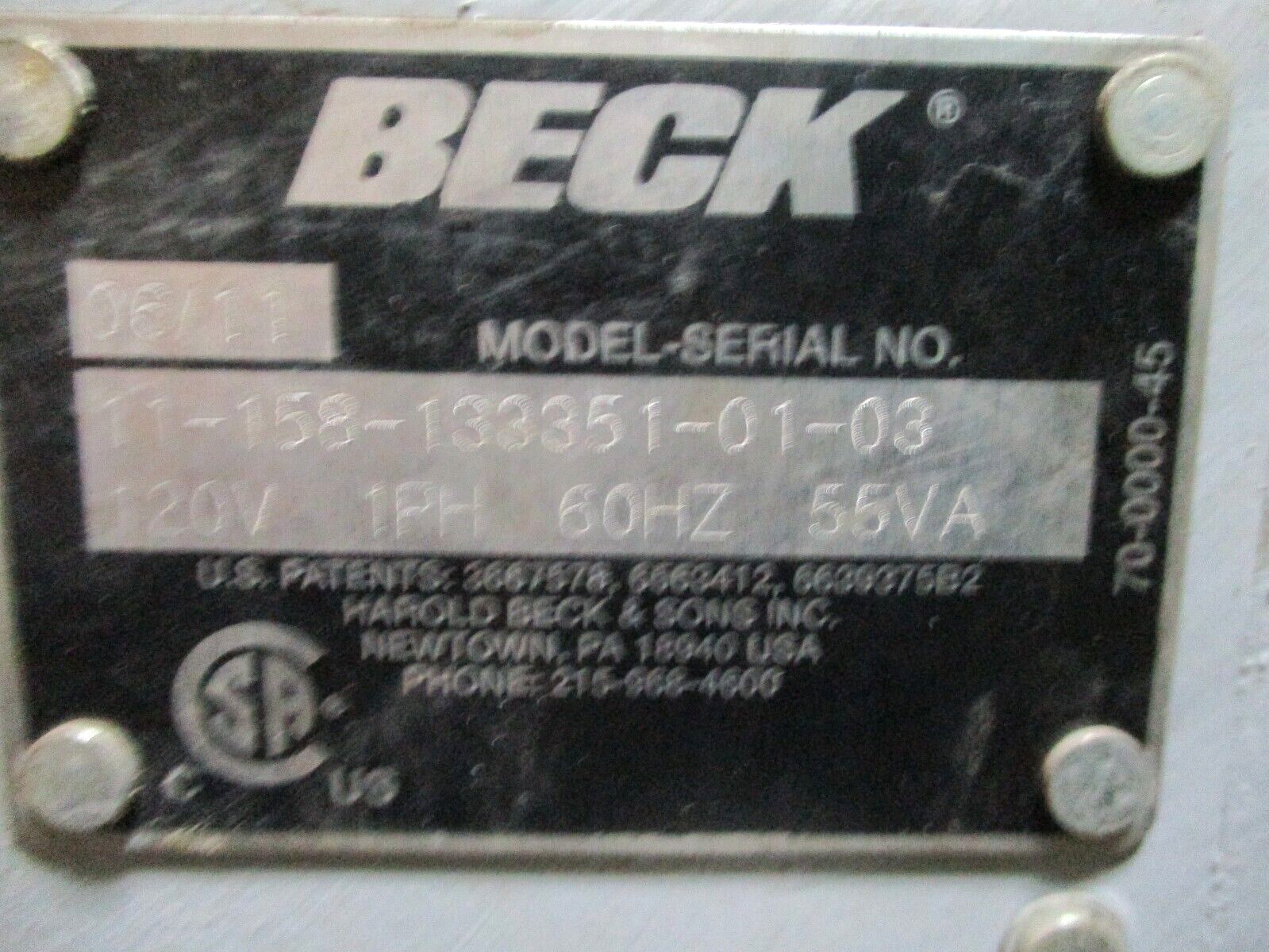 Beck 11-158-133351-01-03 Rotary Actuator 120V 1PH 60Hz 55A 48432DH