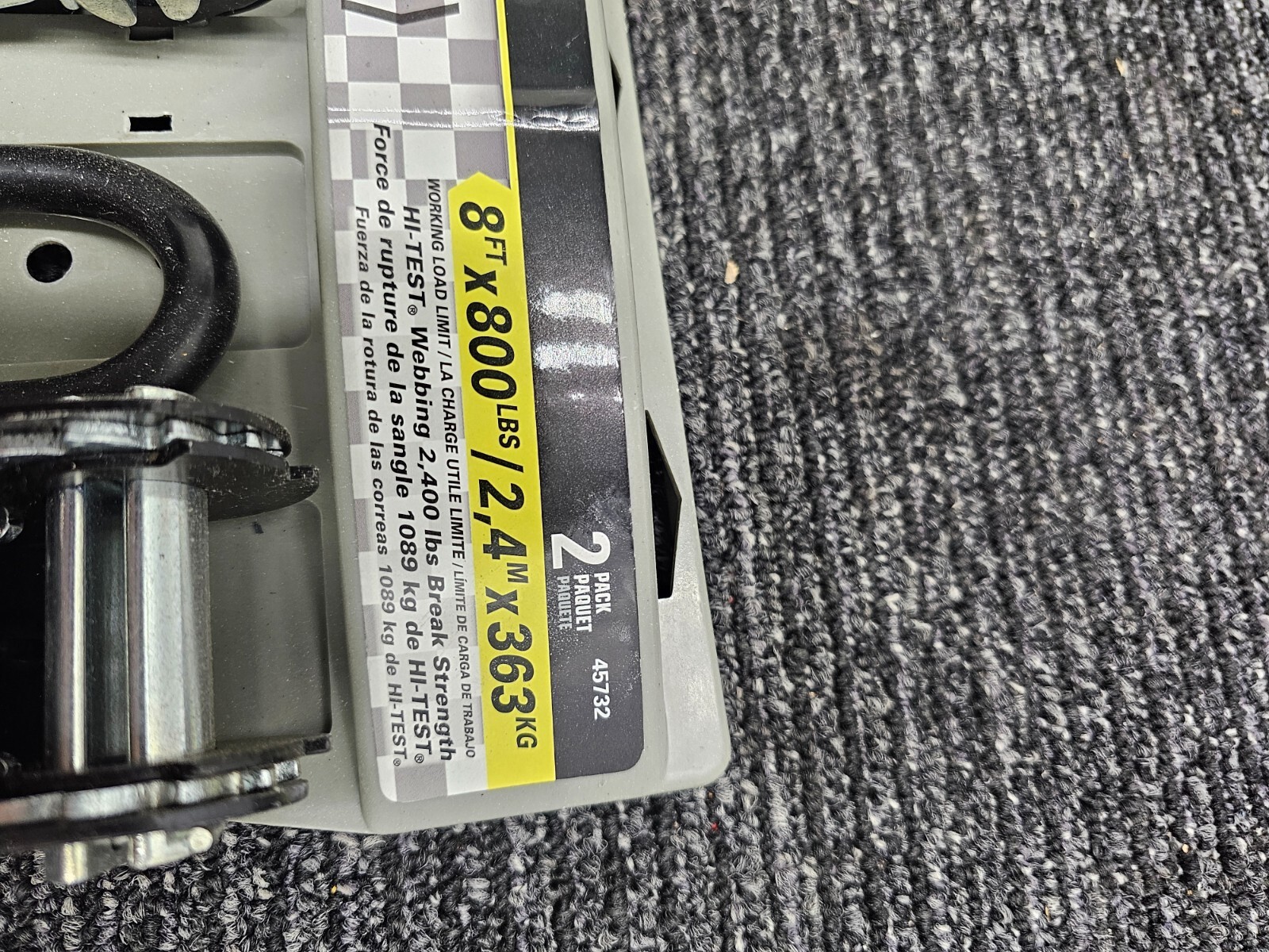 (QTY 2) KEEPER 45732 Tie Down Strap 1.25″ W X 8 ft. L Black 800 lb Black