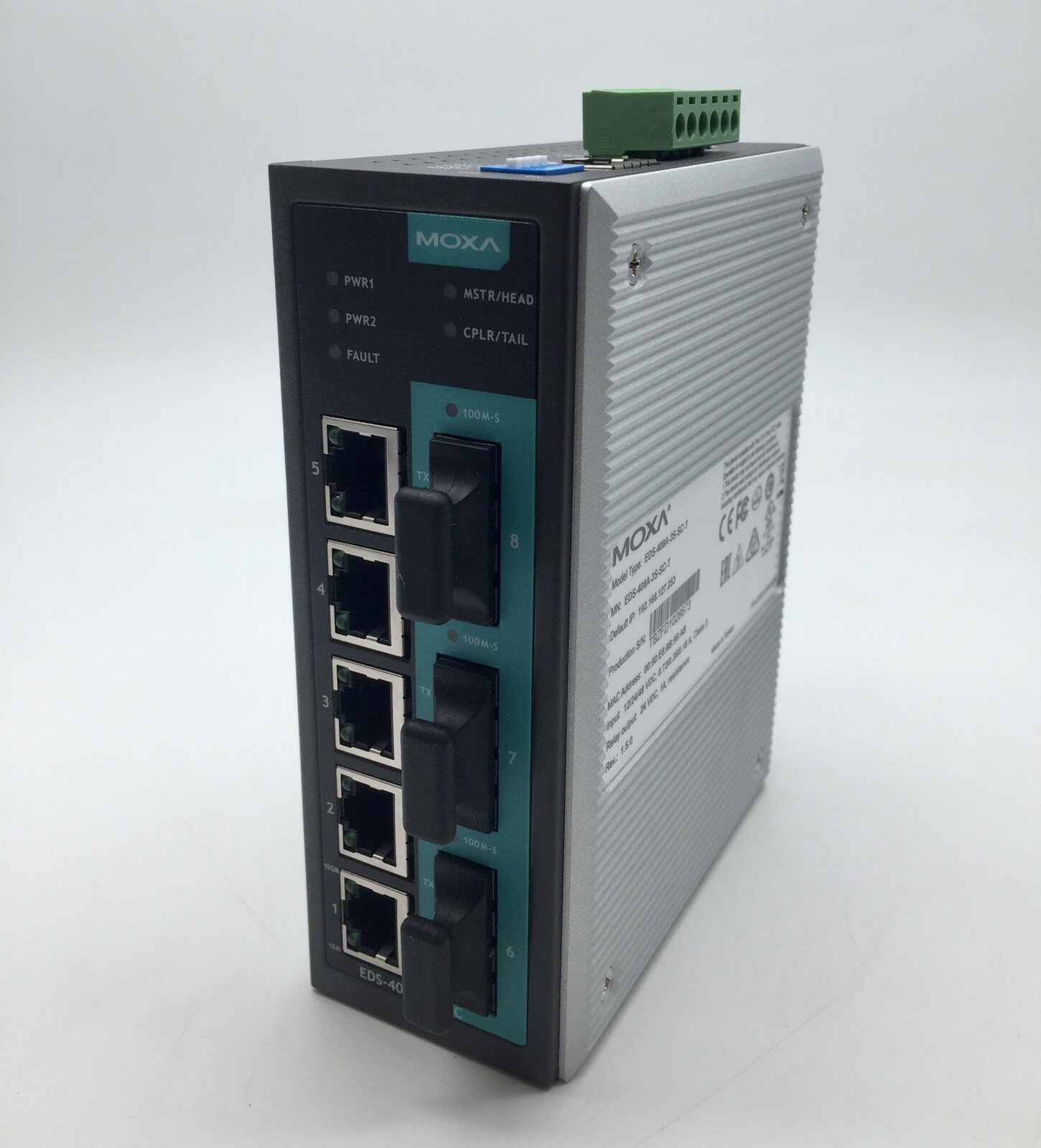 Moxa EDS-408A-3S-SC-T 8 Port Ethernet Switch 10/100BTX Single-Mode SC Fibre Port