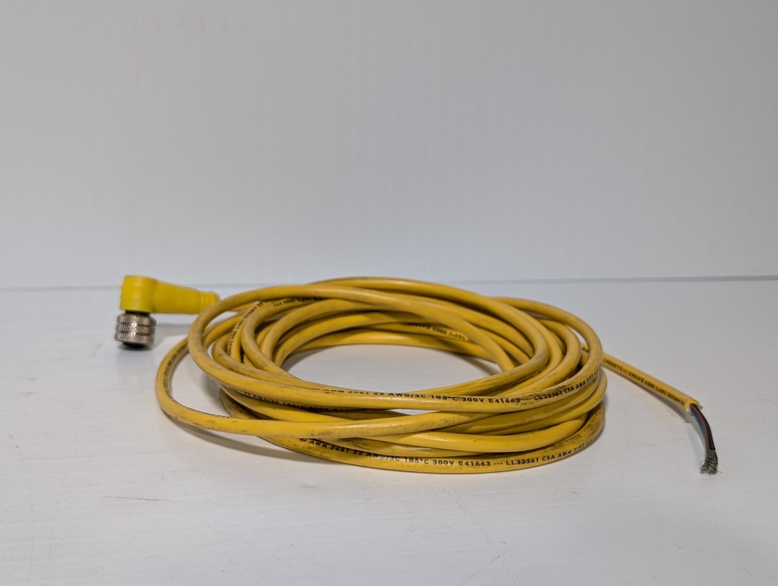 Lot of 2 Woodson 803001A09M050 Cordset 16.4′ L, M12(F) to Open Leads, 250VACVDC