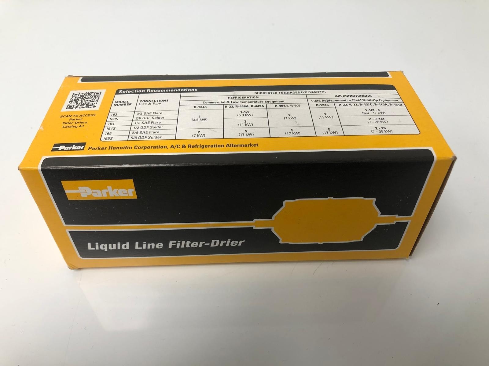 The Parker Hannifin 450288-001 is a 3/8-inch ODF (solder) liquid line filter dri