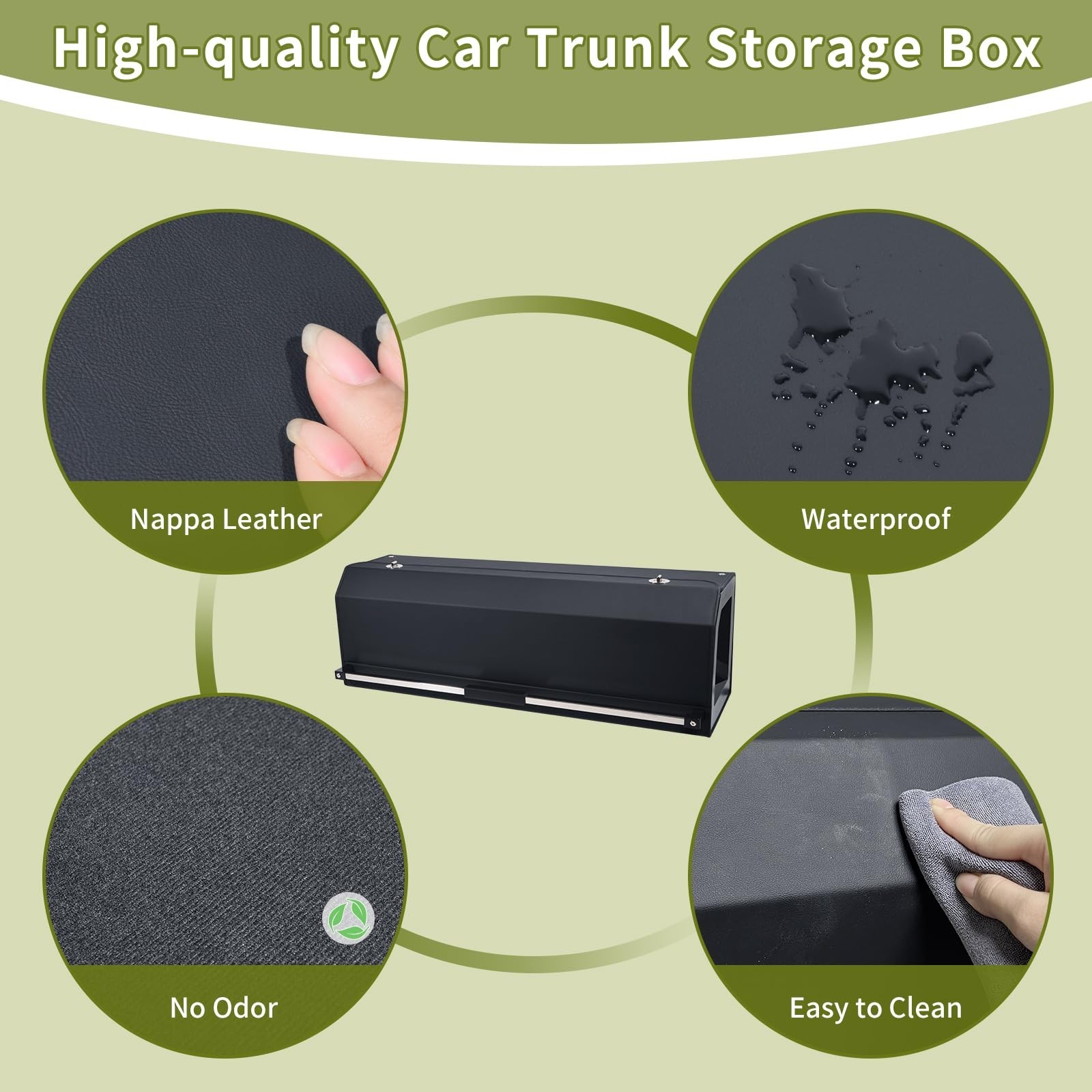 Car Trunk Organizer for 2022-2023 Tesla Model Y (5-Seater), Leather Trunk Org…